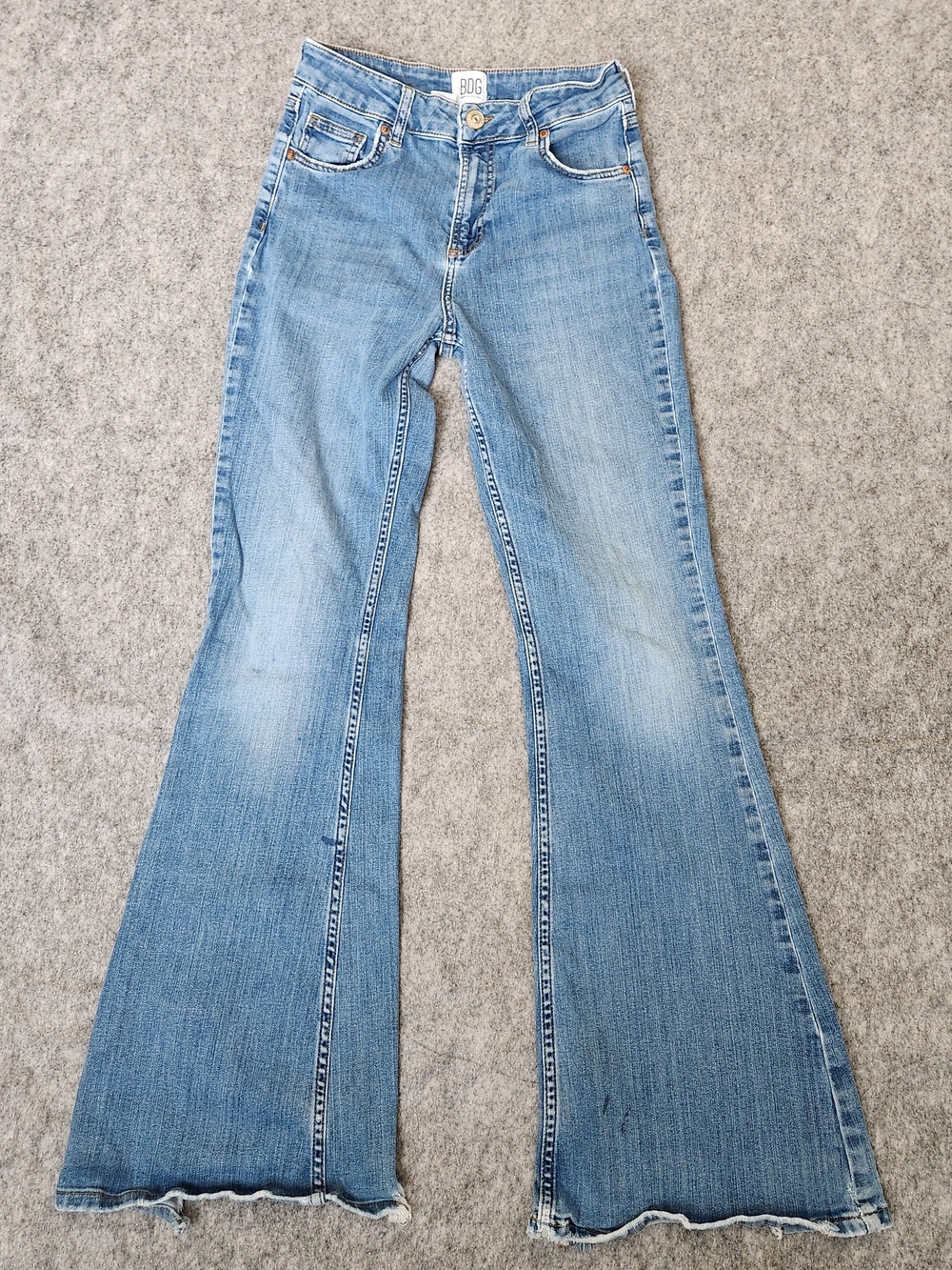 BDG Urban Outfitters Flare Jeans Denim Women's 28x30 Blue Destroyed Hem Western